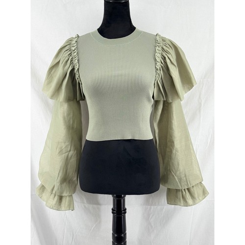 Zara sage green ribbed knit - zara,