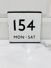 LONDON ENAMEL BUS STOP SIGN TRANSPORT E PLATE VINTAGE SIGNAGE ROUTE 154 MON-FRI