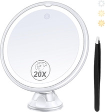 MIYADIVA 2024 Upgraded Magnifying Mirror with Light, 20X Lighted Makeup Mirror, 