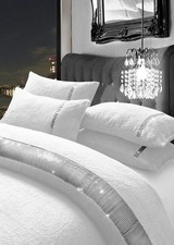 Diamante KASIA TEDDY BEAR Fleece Duvet Cover+Pillow Case Warm & Cozy Bedding Set