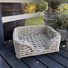 Medium Double Weave Wicker Dog Bed Grey Kaboo