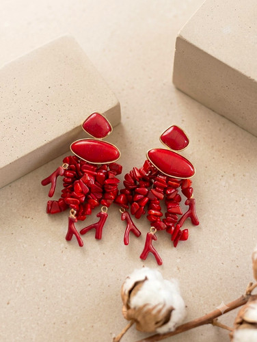 Coral red chandelier - coral, statement