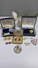 Vintage Ceramic Brooches Coalport Royal Doulton Fine bone China Job Lot  x9