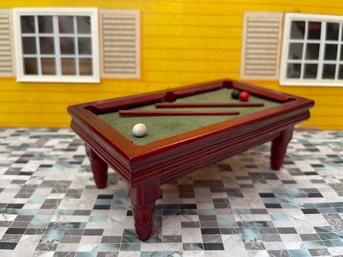 Dolls house furniture - dolls, snooker