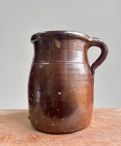 Vintage brown stoneware jug - brown,