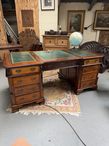 Large mahogany partners desk - large,