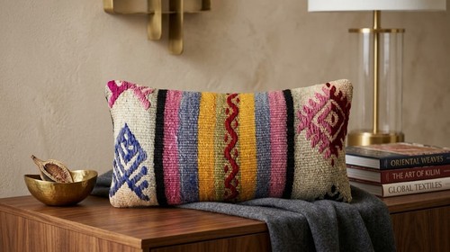 Turkish wool kilim cushion - wool,