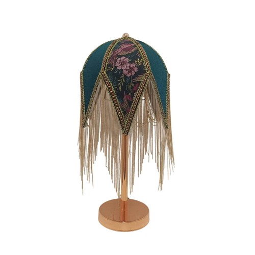 Table lamp with beaded - with, fringe