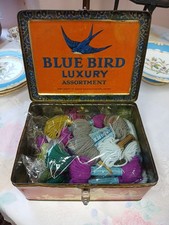 Blue Bird luxury assortment tin confectionary vintage toffees wool advertising