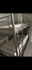 Torquay Metal Bunk Bed Frame- Strong, High Guardrail- Silver, 2x 3FT Single Beds