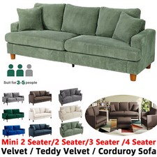 2/3/4 Seater Corduroy Teddy Velvet Sofa w/2Pillows Modern Couch Love Seat Settee
