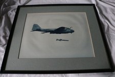US Navy A-6E Intruder launching Harpoon missile framed picture 19" x 16"