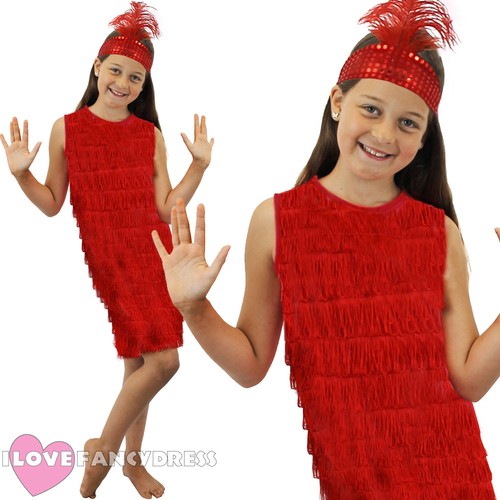 Girls red flapper dress and - girls,
