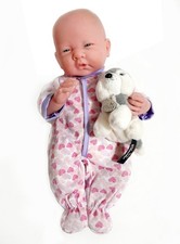 Berenguer 14 in Newborn Baby Doll, Nappy and Outfit + Aurora Plush Husky Dog Toy