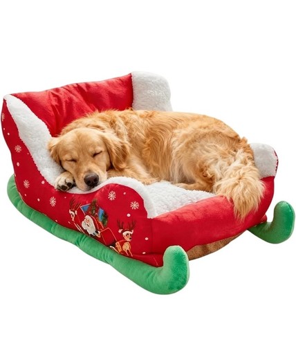 Christmas sleigh dog bed - christmas,