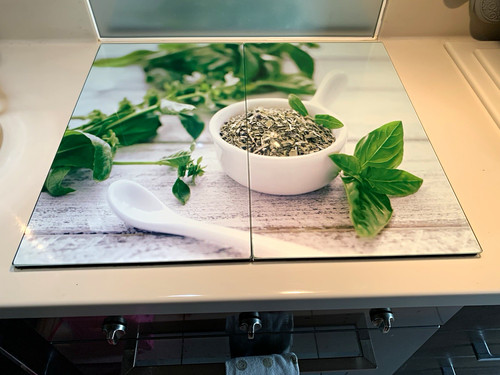 Pair glass hob covers - of,