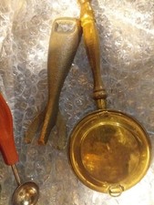 Vintage Victorian Antique Copper Bed Pan with Wooden Handle Brass Warmer