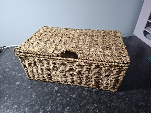 Natural woven storage basket - natural,