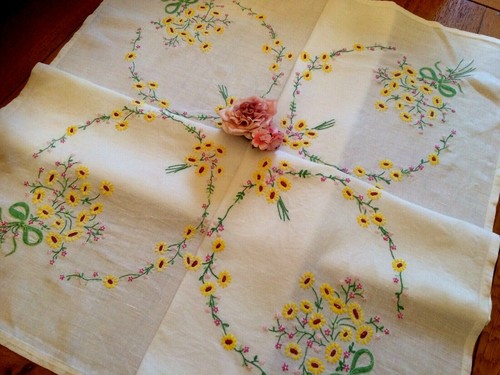 Vintage linen hand - linen, embroidered