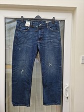 Mens M&S Hemp Denim Jeans. Size 40" Waist 29" Leg. Straight Fit. Colour Indigo.