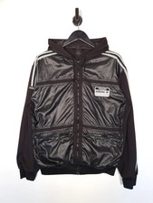 Y2K Team Adidas Originals Full Zip Hoodie Size XL Men's Black Trefoil Shiny