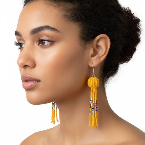 Maasai beaded ball earrings - ball,