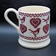 Emma Bridgewater 1/2 Half Pint Mug Robins & Hearts Garden Centre Some Crazing