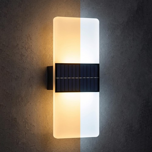 Dual white solar wall light - wall,