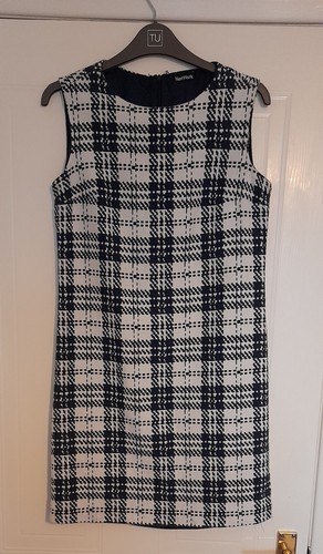 Dark blue dogtooth dress - blue,