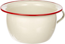 Ibili 35L Enamelled Steel Chamber Pot - White/Red, 24x24x5 cm