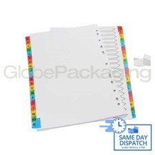 5 x SETS OF A4 FILE DIVIDERS INDEX A-Z PLASTIC TABS