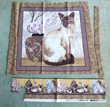Fabric Panel/Remnant  Cushion 100% Cotton  Siamese Cat Makower