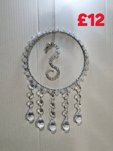 Silver clear crystal seahorse - clear,