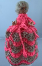 Vintage Toilet Roll Cover Doll Knitted Crochet Retro 1960s Bathroom Accessories