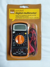 Pocket Digital Multimeter B&Q. Measures resistance and AC/DC v, DC current plus.