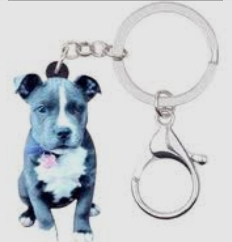 Black staffie keyring - black,