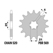 Sprocket PBR Z15 teeth step