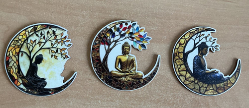 Buddha moon wooden - , plaque