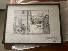Signed 'GILES' print - framed - VG