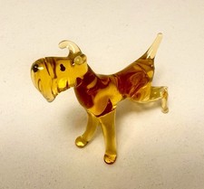 Murano Glass Lamp Work Amber Terrier Dog Figurine Vintage Hand Blown