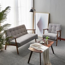 Modern Solid Wooden Frame Armchair 1/2 Seater Sofa Loveseat Chair Couch Settee