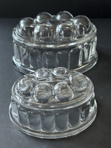 Pair vintage pressed - pressed, glass