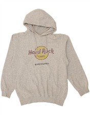 HARD ROCK CAFE Mens Barcelona Graphic Hoodie Jumper Large Grey Cotton BQ02