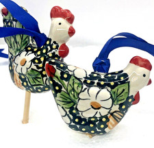Two Polish Pottery Ornaments