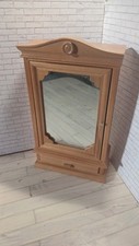 1:12 Scale Dolls House pine Wardrobe With Mirror, Drawer And Hanging Rail
