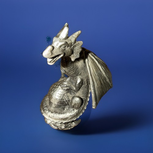 Pewter dragon castle figurine - dragon,