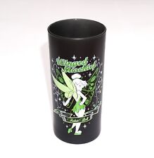 DISNEY STORE FAIRY TINKER BELL DRINKING GLASS HIGHBALL TUMBLER BLACK FROSTED