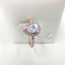 Pandora Timeless Sparkling Pear & Sparkling Pear Gold Ring Halo Rose