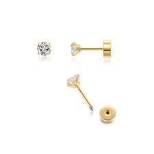 3Mm Tiny CZ Screw on Flat Back