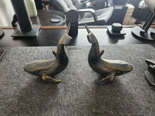 Cast Iron Blue Whale Bookends Book Ends Heavy Duty Vintage Style Set of 2